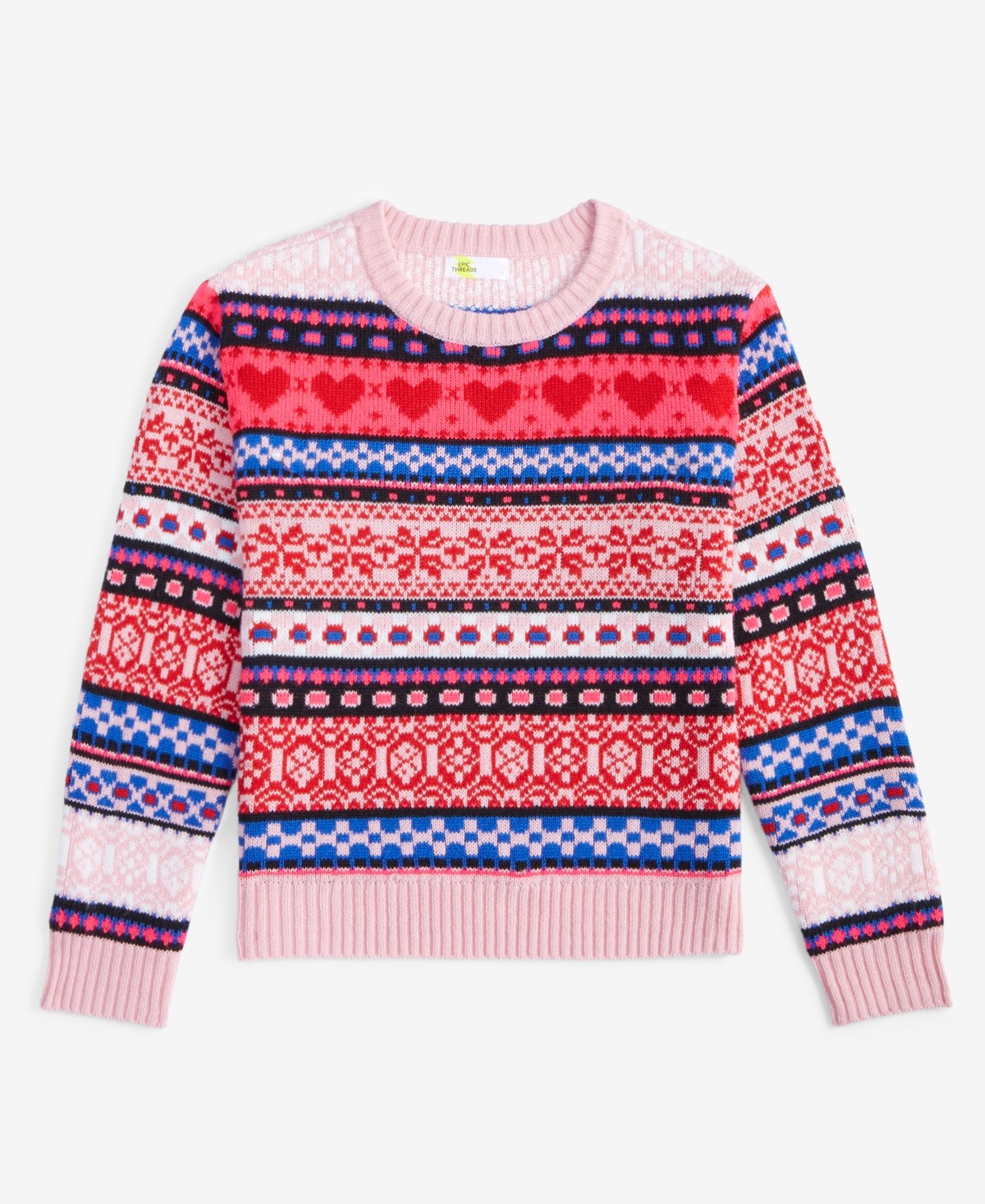 Epic Threads Fair Isle Stripes Pullover Sweater