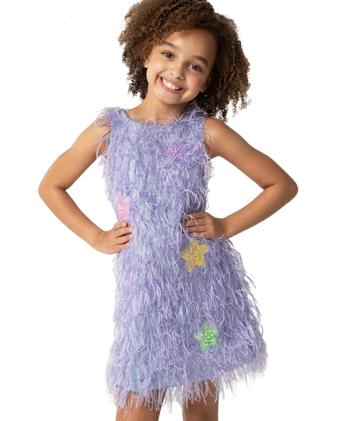 Sparkle & Shine Iridescent Feather Dress Lilac, Size 5 girl