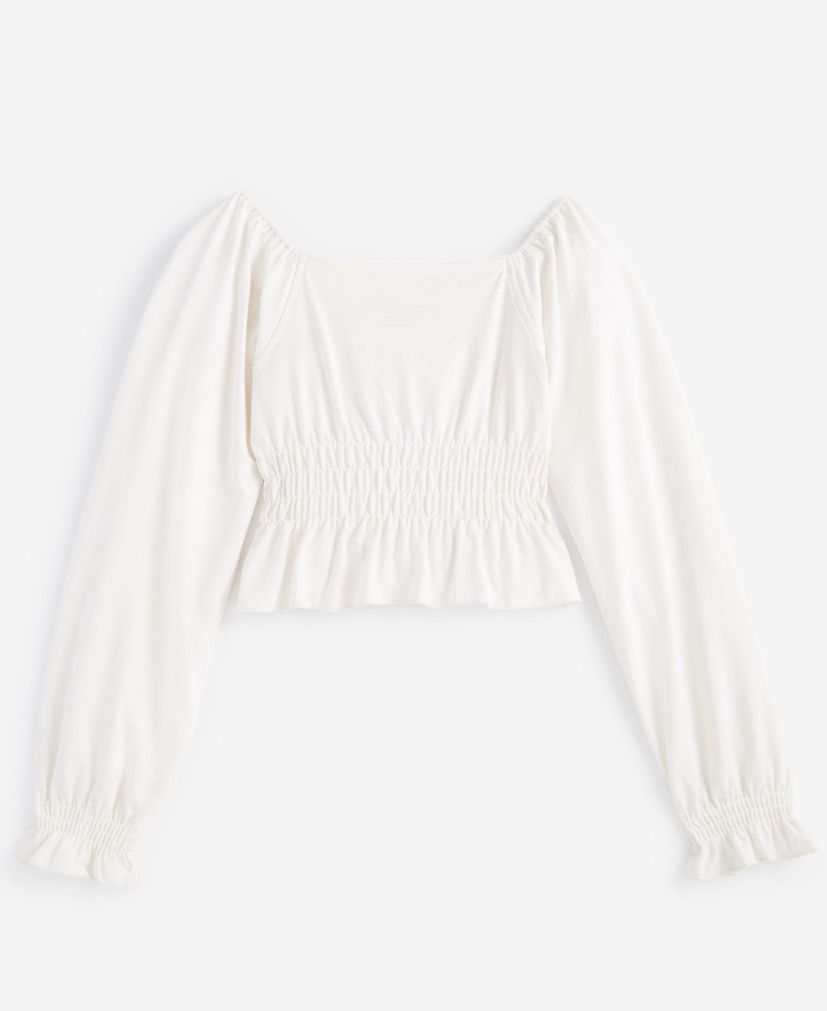With Jules Big Girls Smocked-Waist Top Cream, Size M