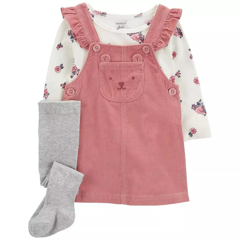 Carter's 3-Pc Floral Tee & Jumper Set, 12M Pink
Girl