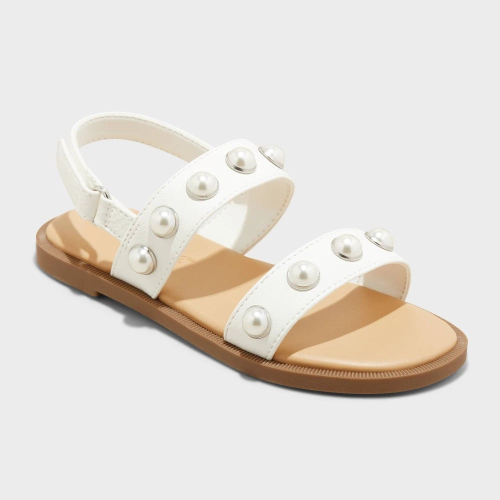 Cat & Jack girl Pearl Sandals White 8T