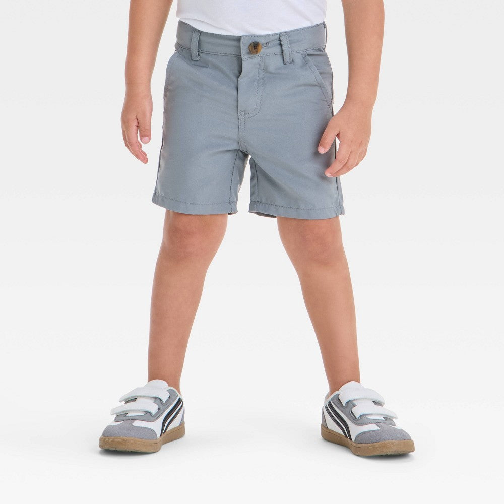 Toddler Boys' Quick Dry Chino Shorts - Cat & Jack™ Gray 5T: Adjustable Waistband,