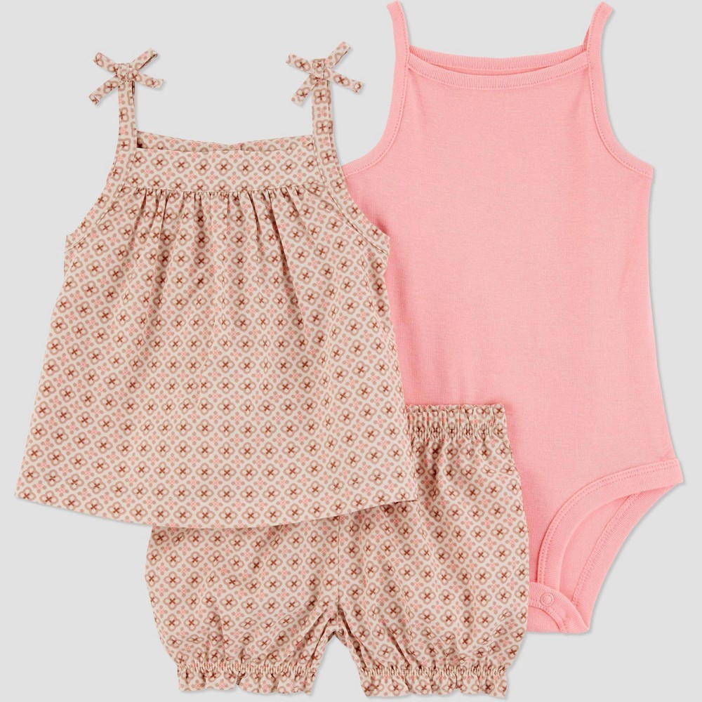 Carter's Baby Girls' 3-Piece Geo Outfit Brown/Pink 12M