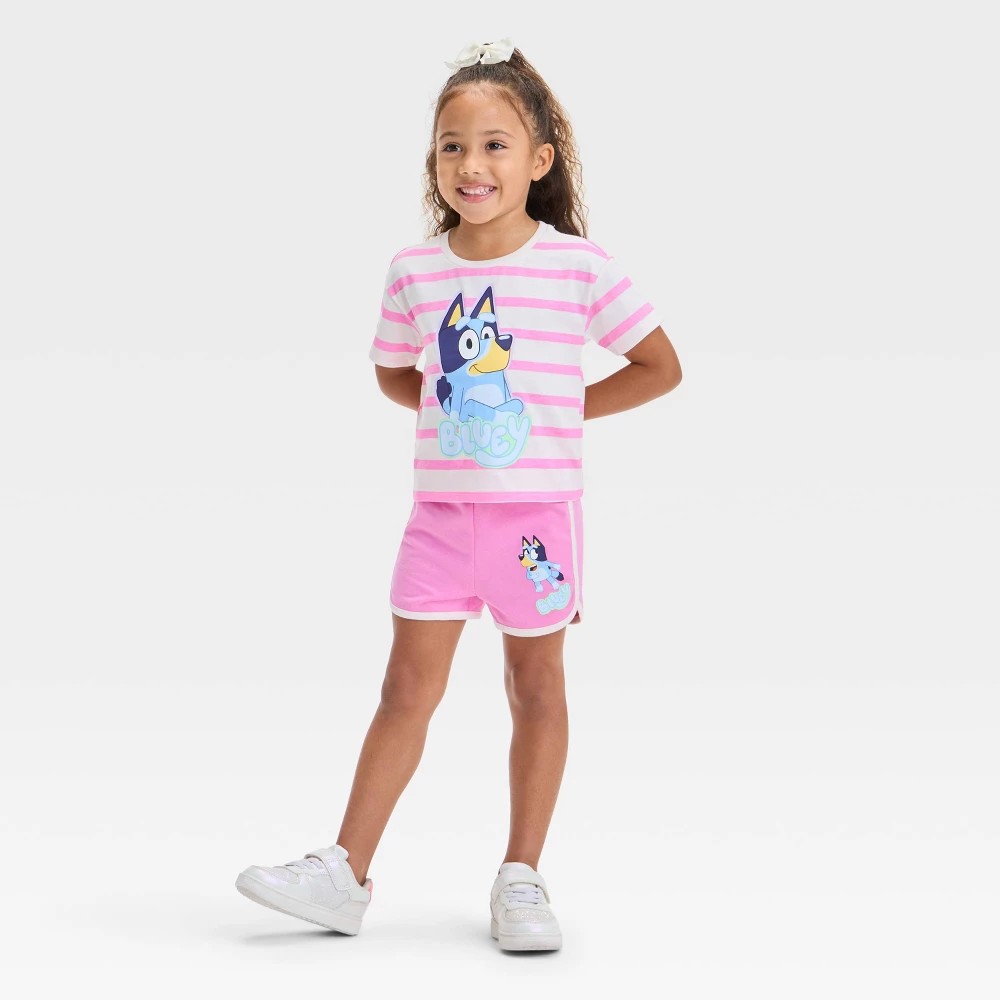 Bluey Toddler Girls' 2pc Striped T-Shirt & Shorts Set 12M