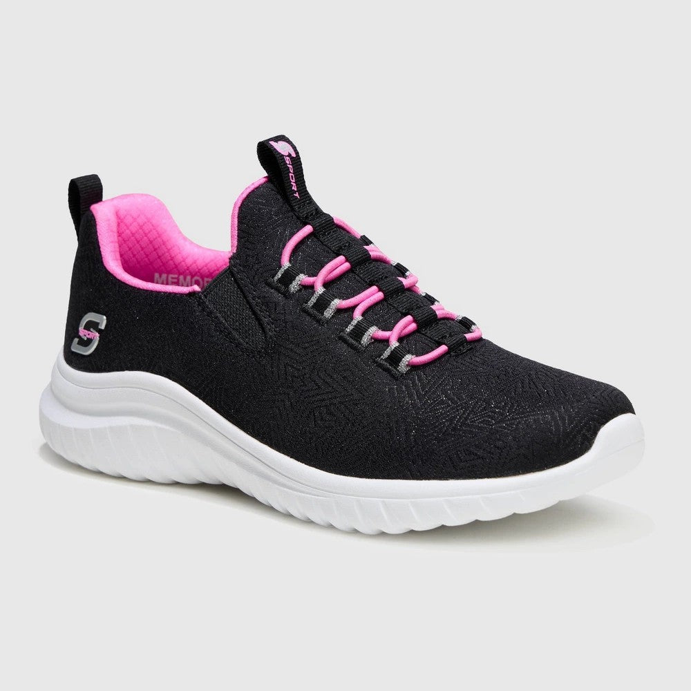 S Sport by Skechers Kids' Vana Sneakers - Black 1: Slip-on, Cushioned Insole, Flexible EVA Outsole - Girl
