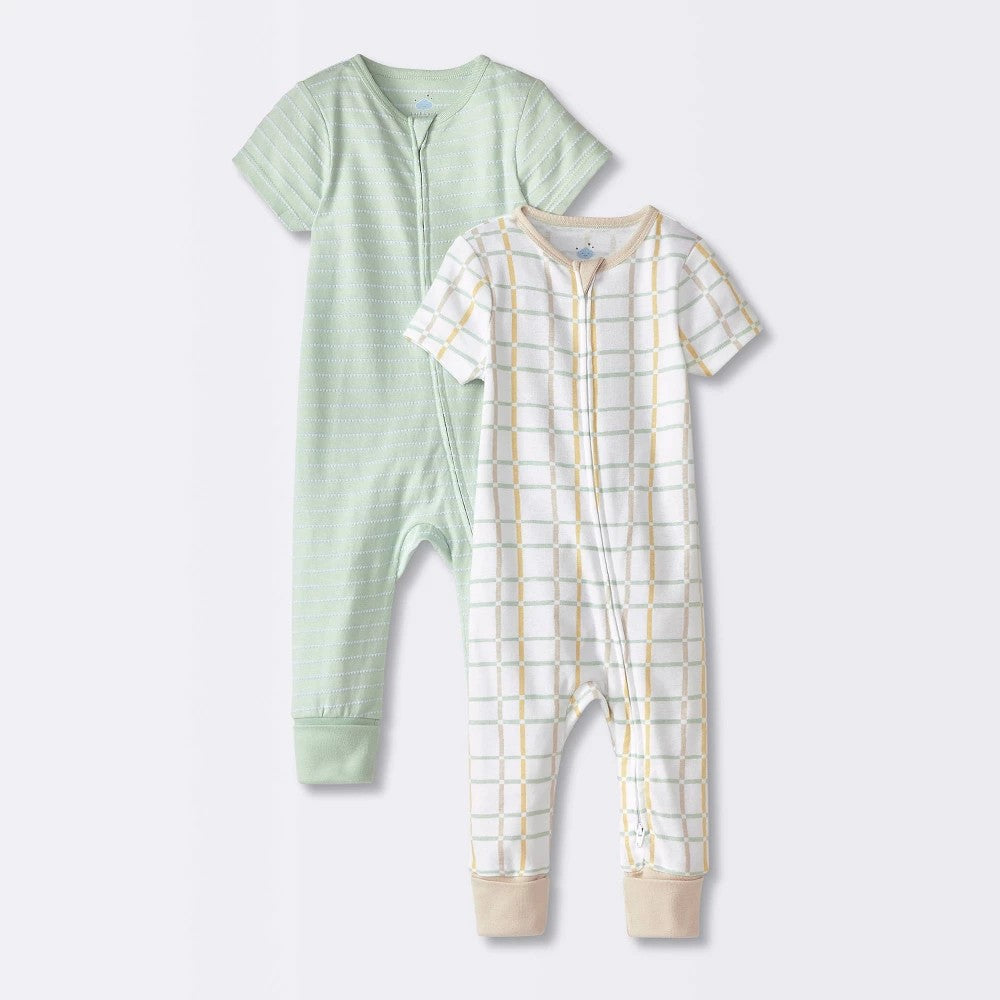 Cloud Island Boys Striped Grid Romper Size 6-9M,