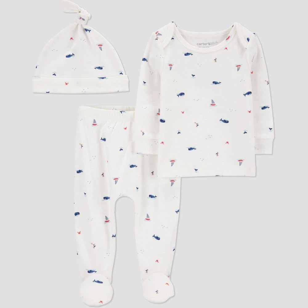 Carter's Baby Boys' 3pc Whale Top Set - Preemie