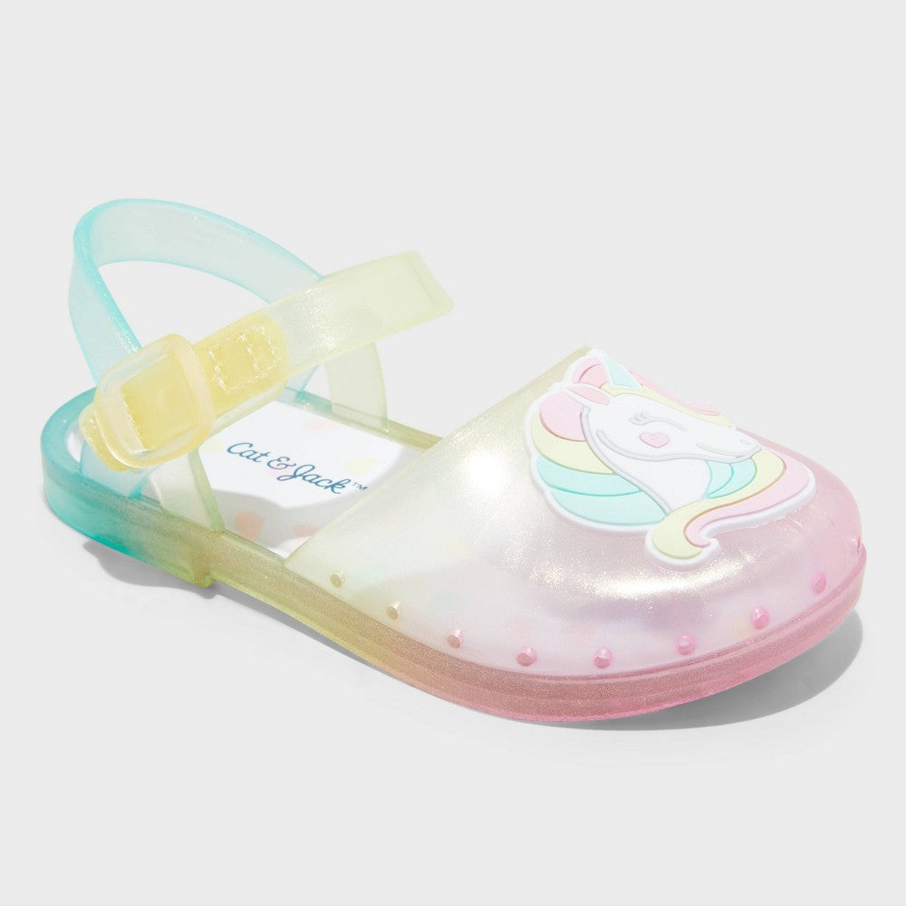 Cat & Jack Toddler 5T Unicorn Jelly Sandals, Adjustable Strap girl
