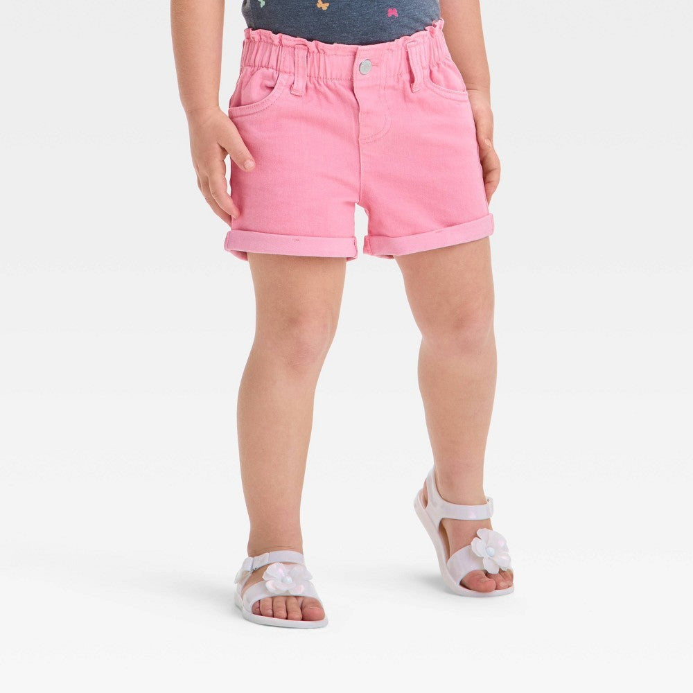 Cat & Jack Toddler Girls' Paperbag Shorts, Medium Pink 2T