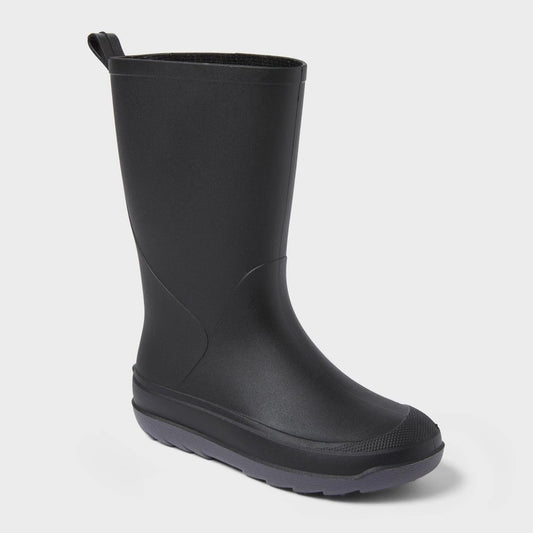 Kids' Andy Rain Boots - Cat & Jack™ Black 13: Waterproof, Pull-on, Non-Marking Sole, Flexible Outsole - Girl
