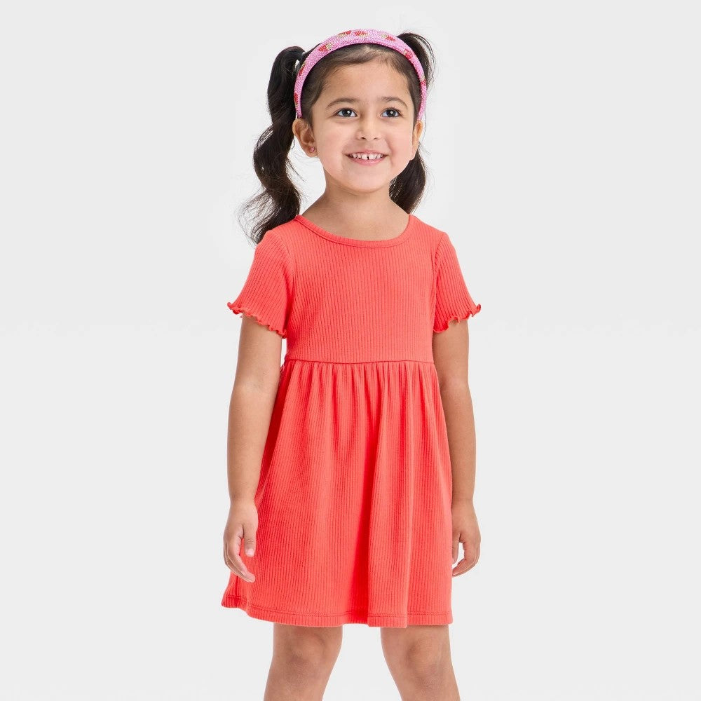 Cat & Jack Toddler Girls' Coral Ribbed Dress 18M