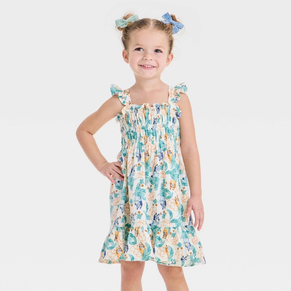 Bluey Toddler Girls' Ivory Gauze Dress 12M