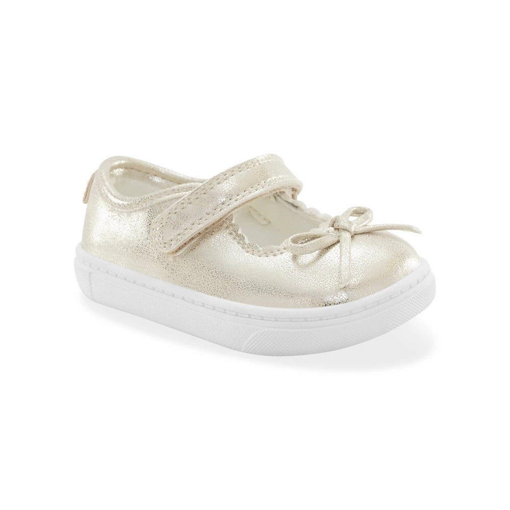 Carter's Just One You® Baby Girls' Missie First Walker Sneakers - Gold 6: Adjustable Hook and Loop Strap, Flexible Outsole
