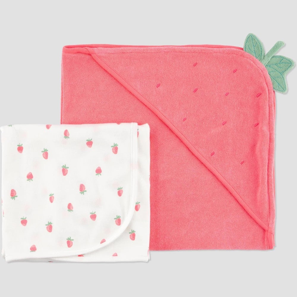 Carter's Baby Strawberry Hooded Towels, 2-Pack girl