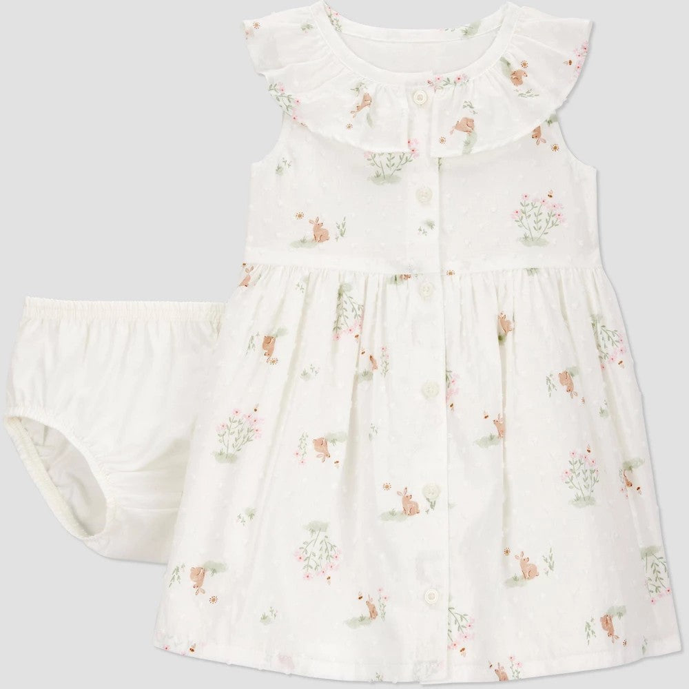 Carter's girl Floral Dress - Newborn White