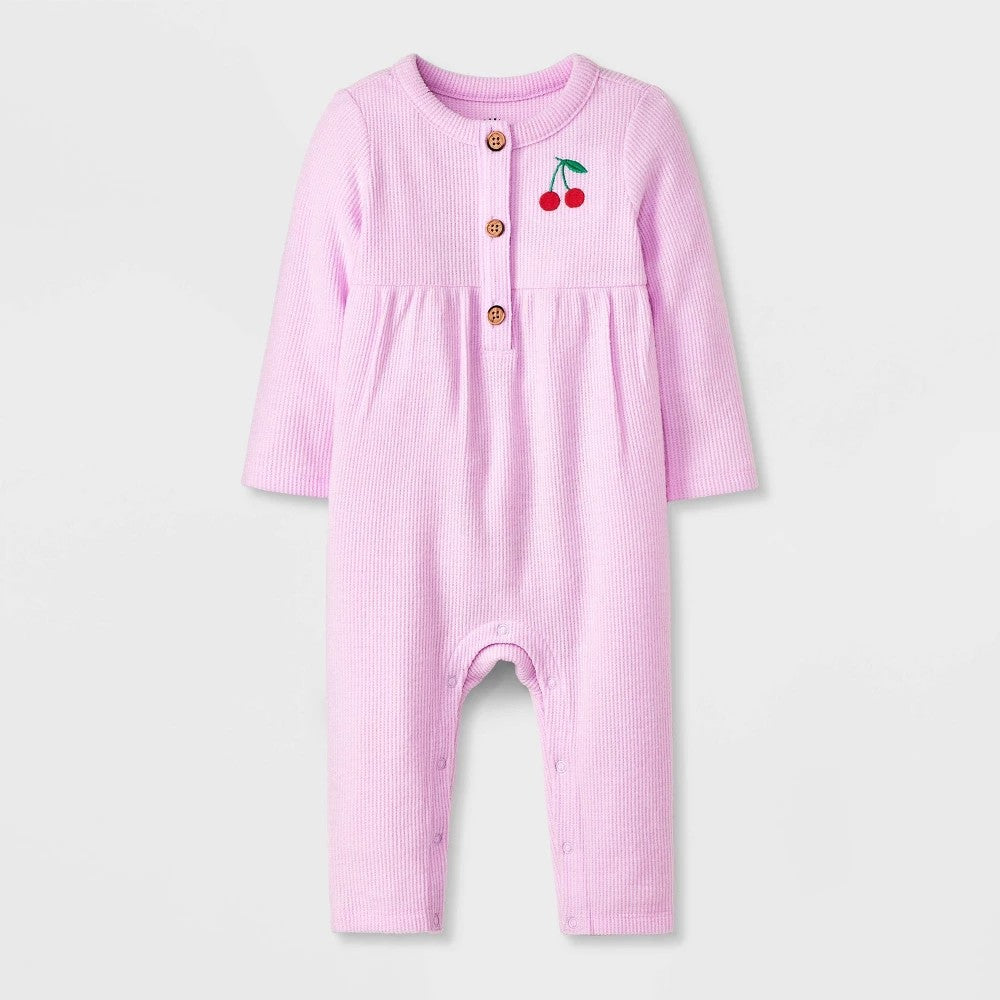 Cat & Jack girl Floral Waffle Romper Pink 3-6M