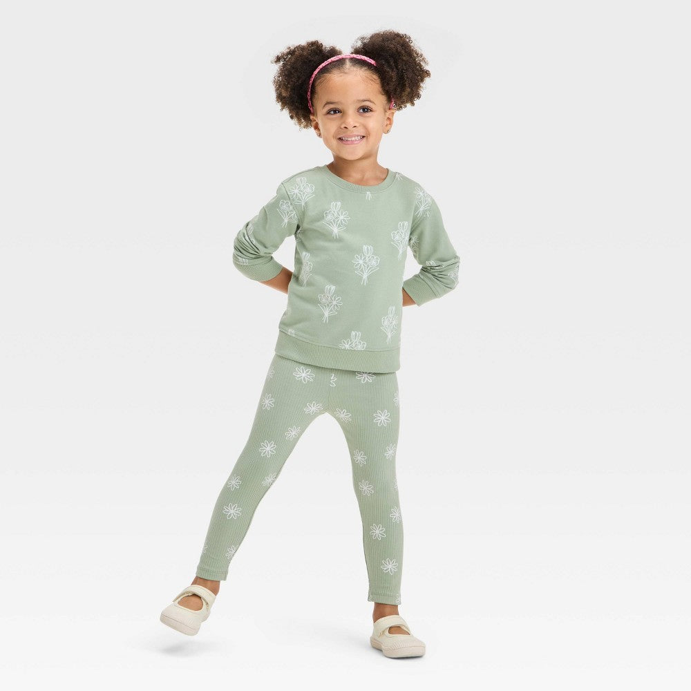 Toddler Girls' Flowers Top and Bottom Set - Cat & Jack - 5T