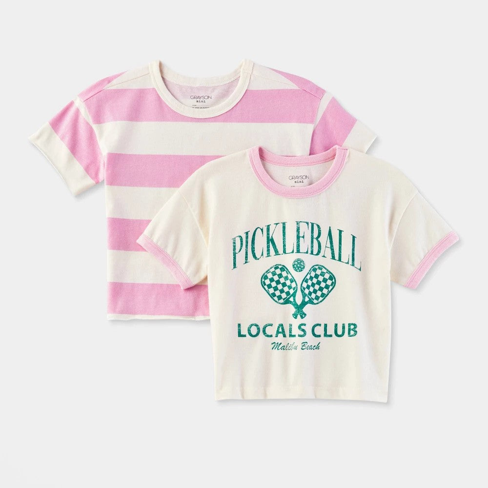 Grayson Girls' 2pk Pickleball Shirt 2T Light Pink