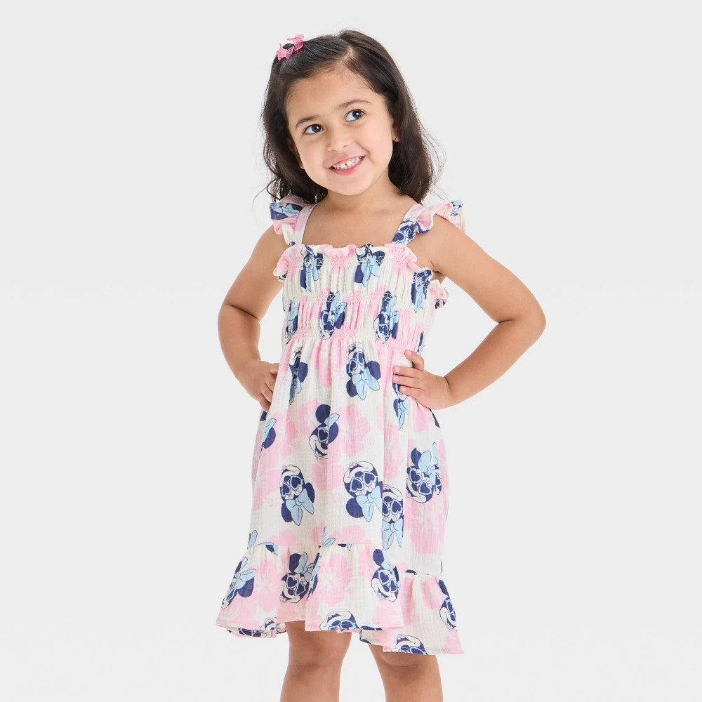 Disney Minnie Mouse Toddler Dress Pink 3T Woven Gauze girl