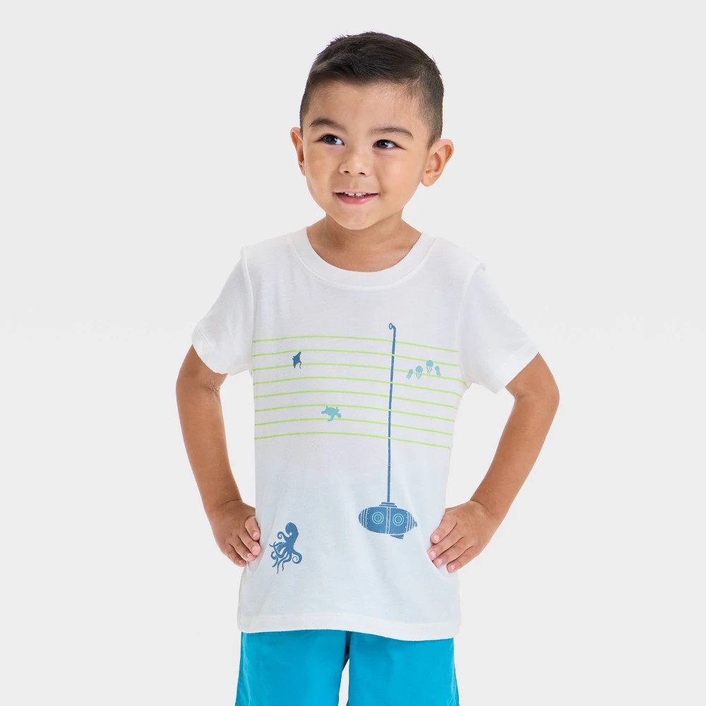 Cat & Jack Toddler Boys' Submarine T-Shirt Cream 3T Cotton Blend