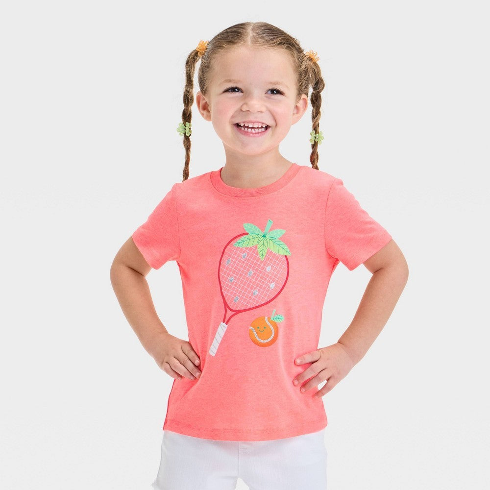 Cat & Jack Toddler Girls' Neon Coral Tennis T-Shirt 4T