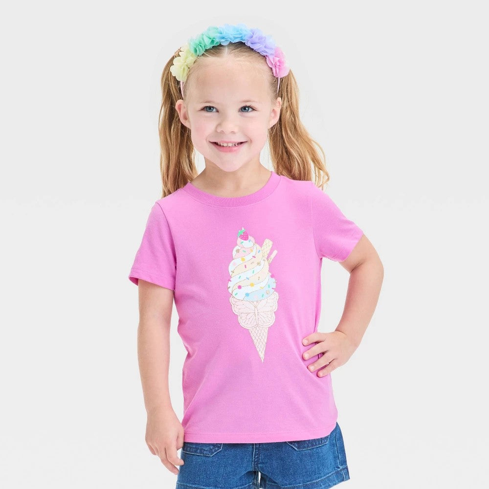 Cat & Jack Toddler Girls' Ice Cream T-Shirt Purple 5T