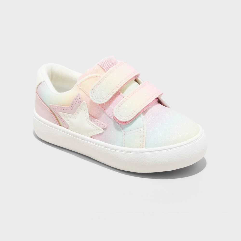 Toddler Sora Glitter Sneakers - Cat & Jack™ 10T: Adjustable Hook and Loop Strap, Star Pattern, Closed Round Toe, Medium Width - Girl
