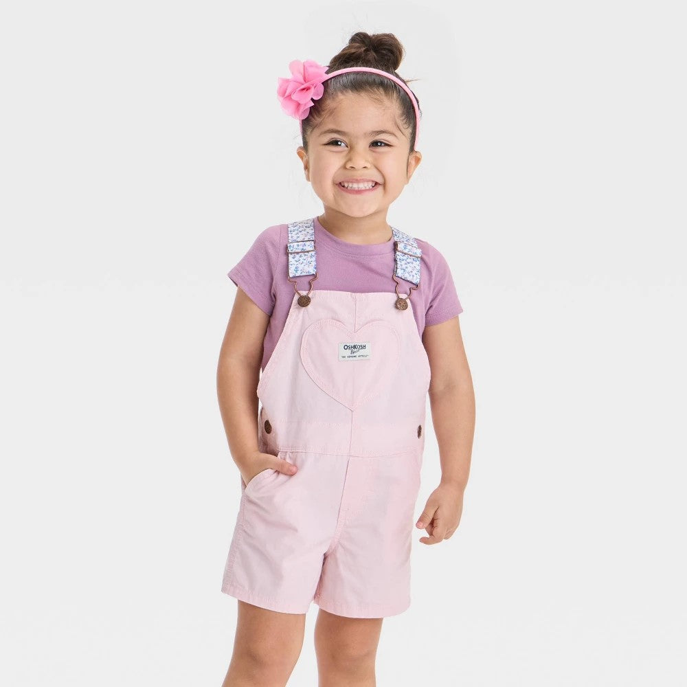 OshKosh B'gosh Toddler Girls' Heart Shortalls 5T - Pink Floral