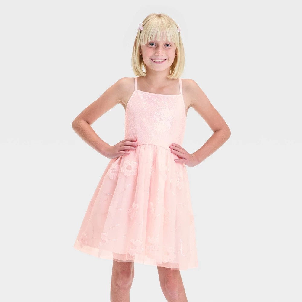 Zenzi Girls' Sequin Tank Dress - Pink XL