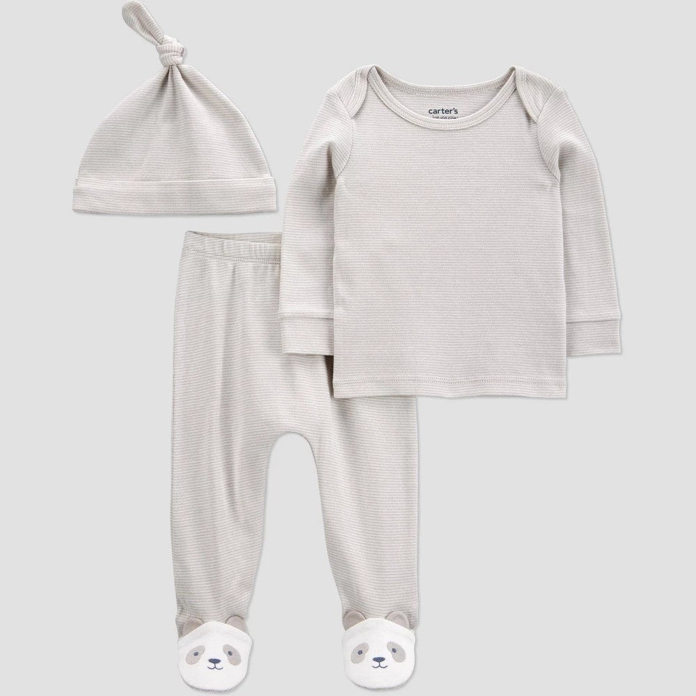 Carter's Baby Boys' 3pc Stripe Cotton Set - Preemie Ivory