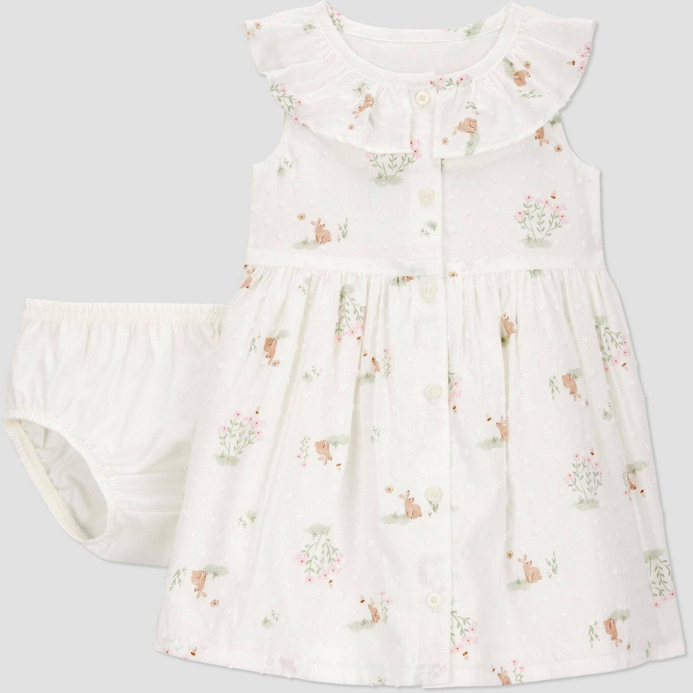 Carter's Just One You Baby Girls' Floral Printed Dress - White 9M