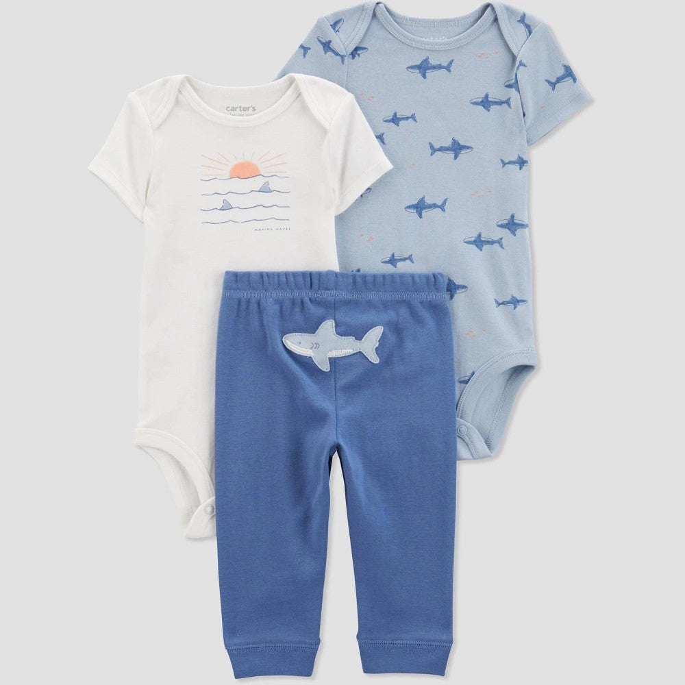 Carter's Just One You Baby Boys' Sharks Printed Top & Bottom Set - Blue 3M