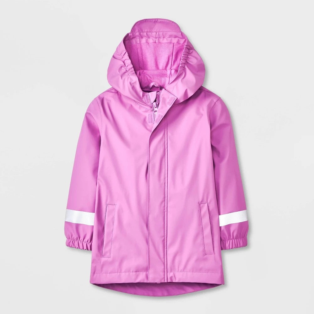 Cat & Jack Toddler Mauve Rain Coat 2T, Water-Resistant Hooded girl
