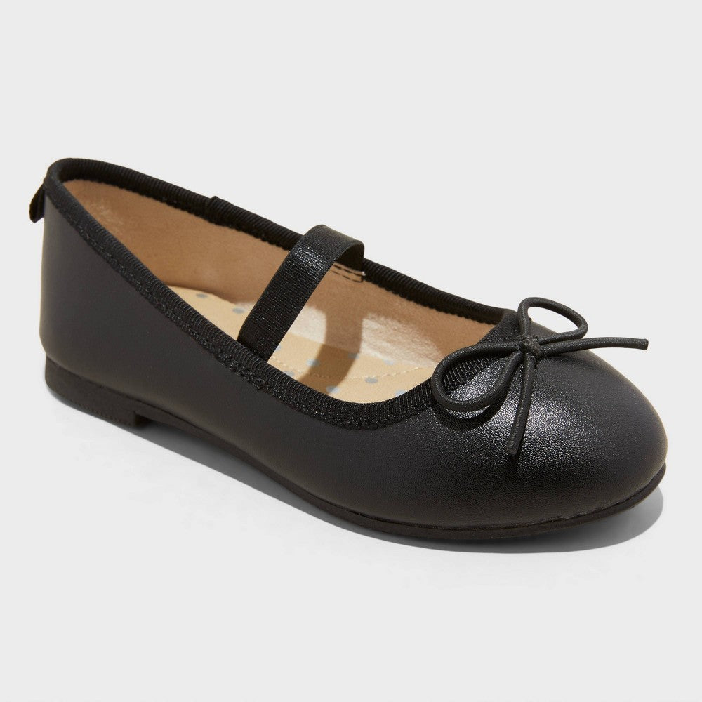 Toddler Nora Slip-on Ballet Flats - Cat & Jack™ Black 12T: Adjustable Strap, Closed Round Toe - Girl