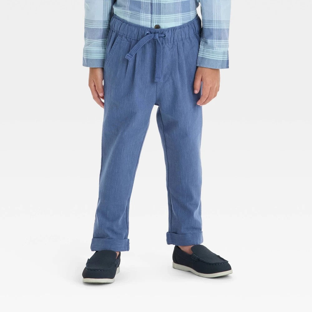 Toddler Boys' Textured Pull-on Pants - Cat & Jack Dark Blue 2T