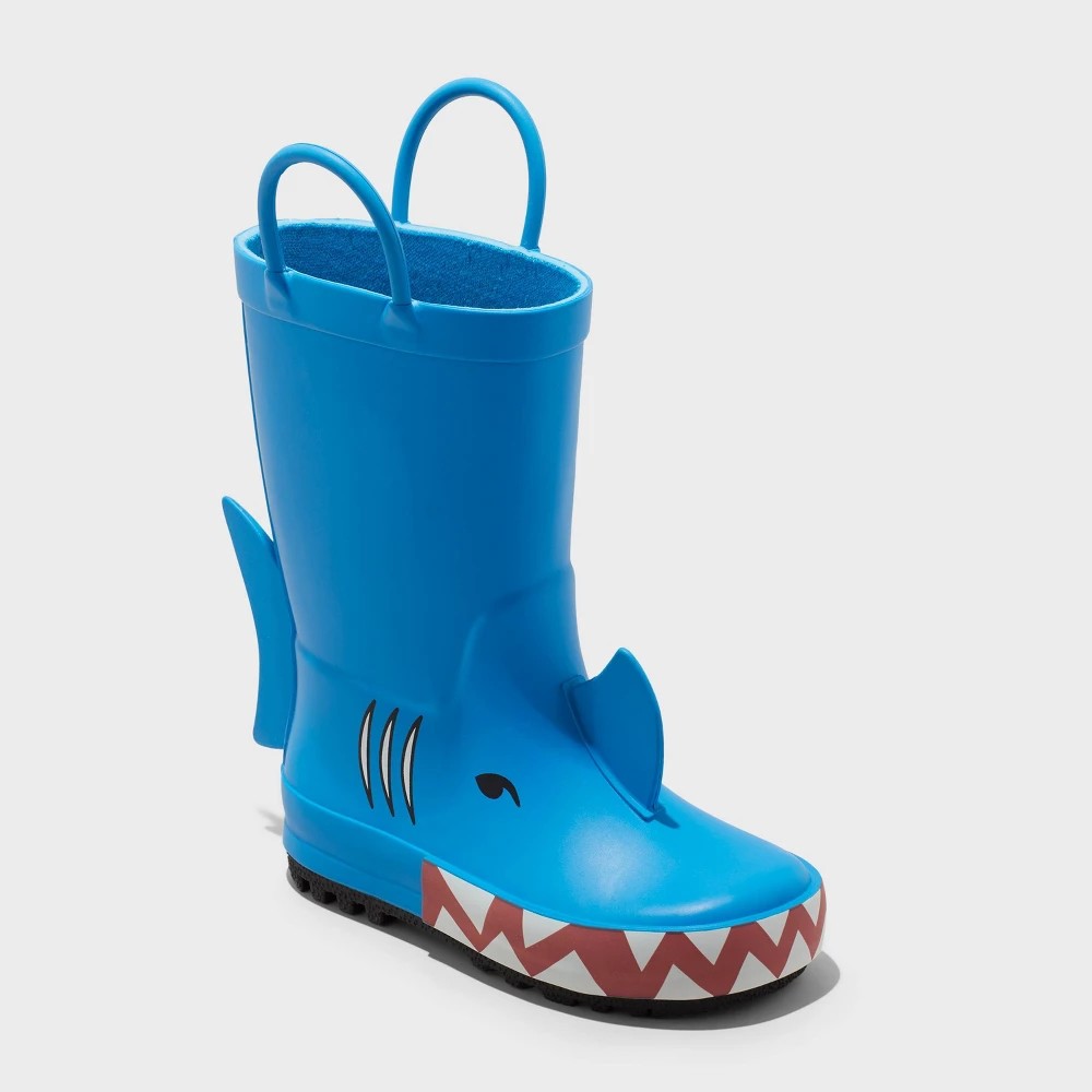 Cat & Jack Toddler Boys Shark Rain Boots Blue Size 7