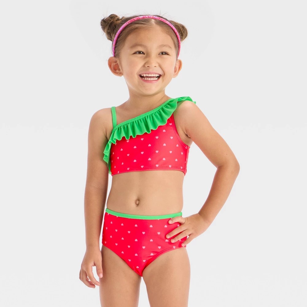 Cat & Jack Toddler Girls' Strawberry Ruffle Bikini 5T