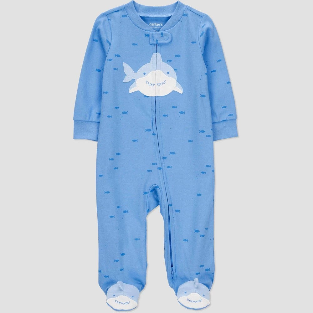 Carter's Baby Boys' Footed Sleep N' Play Blue 3M, Sharks