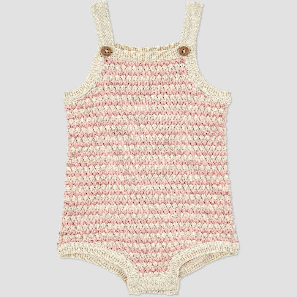 Carter's Just One You Baby Girls' Striped Romper - Pink 18M: Cotton-Polyester Blend, Squareneck, Sleeveless, Snap Closure