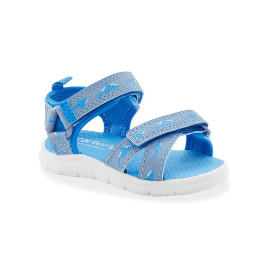 Carter's Just One You® Toddler Boys' Sharks Lowa First Walker Sandals - Blue 3: Hook & Loop, Adjustable Strap