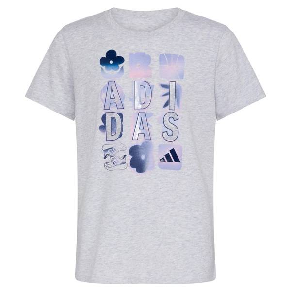 Adidas Girls' Heather Tee, Size Medium, Short Sleeve Regular Fit