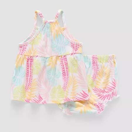 Okie Dokie Baby Girls Sleeveless Dress Set Nb-White