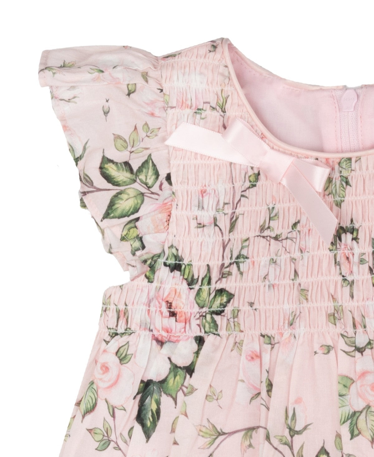 Rare Editions Floral Cotton Dress Peach, 6-9 Months 2pc set