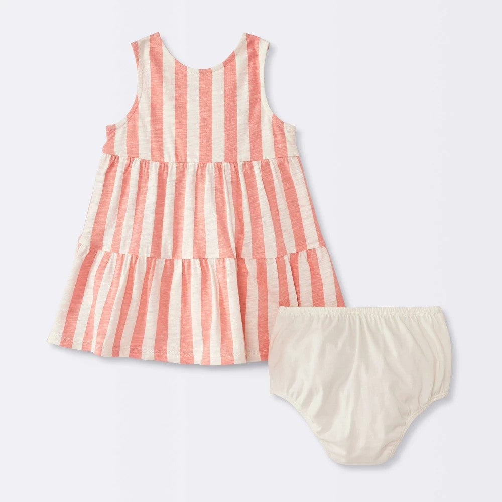 Cloud Island Baby Girls' Striped Dress Pink 24M