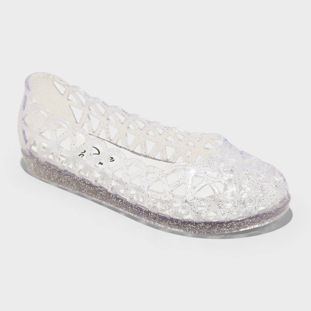 Kids' Lena Jelly Ballet Flats - Art Class™ Clear 1: Slip-on Sandals, Medium Width, Closed Almond Toe - Girl