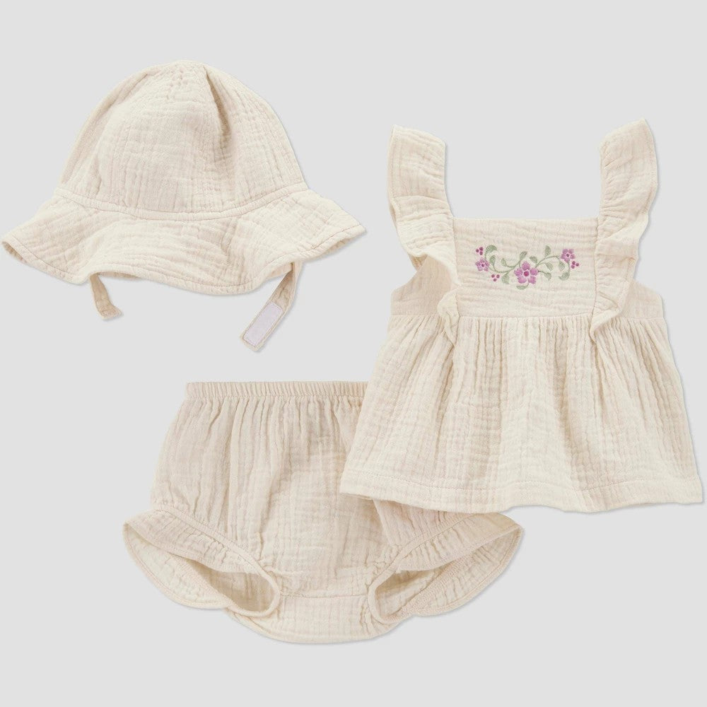 Carter's Just One You® Baby Girls' Creme Floral Dress with Hat - Cream 3M