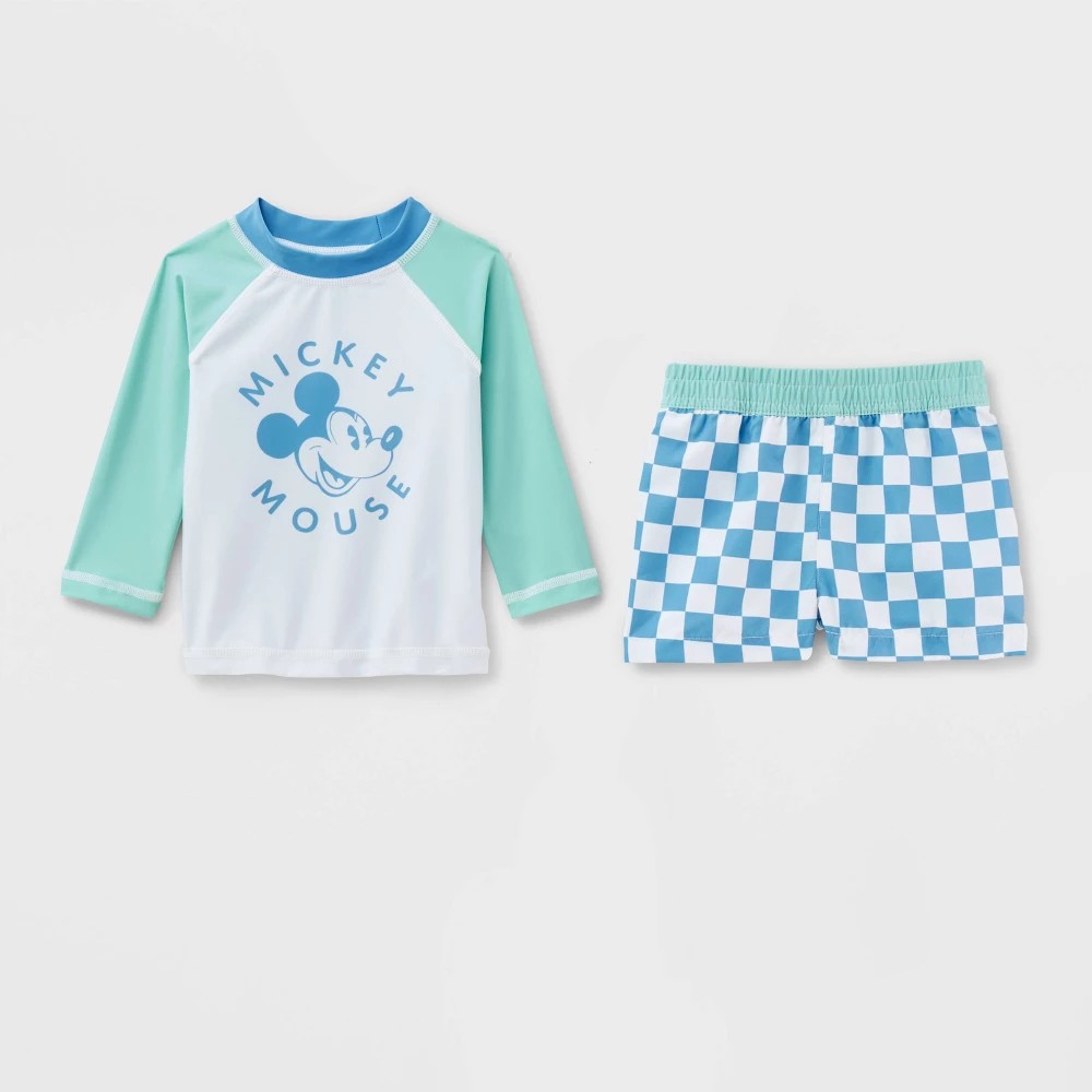 Disney Mickey Mouse 6M Boys' 2pc Rash Guard Set - UPF 50+