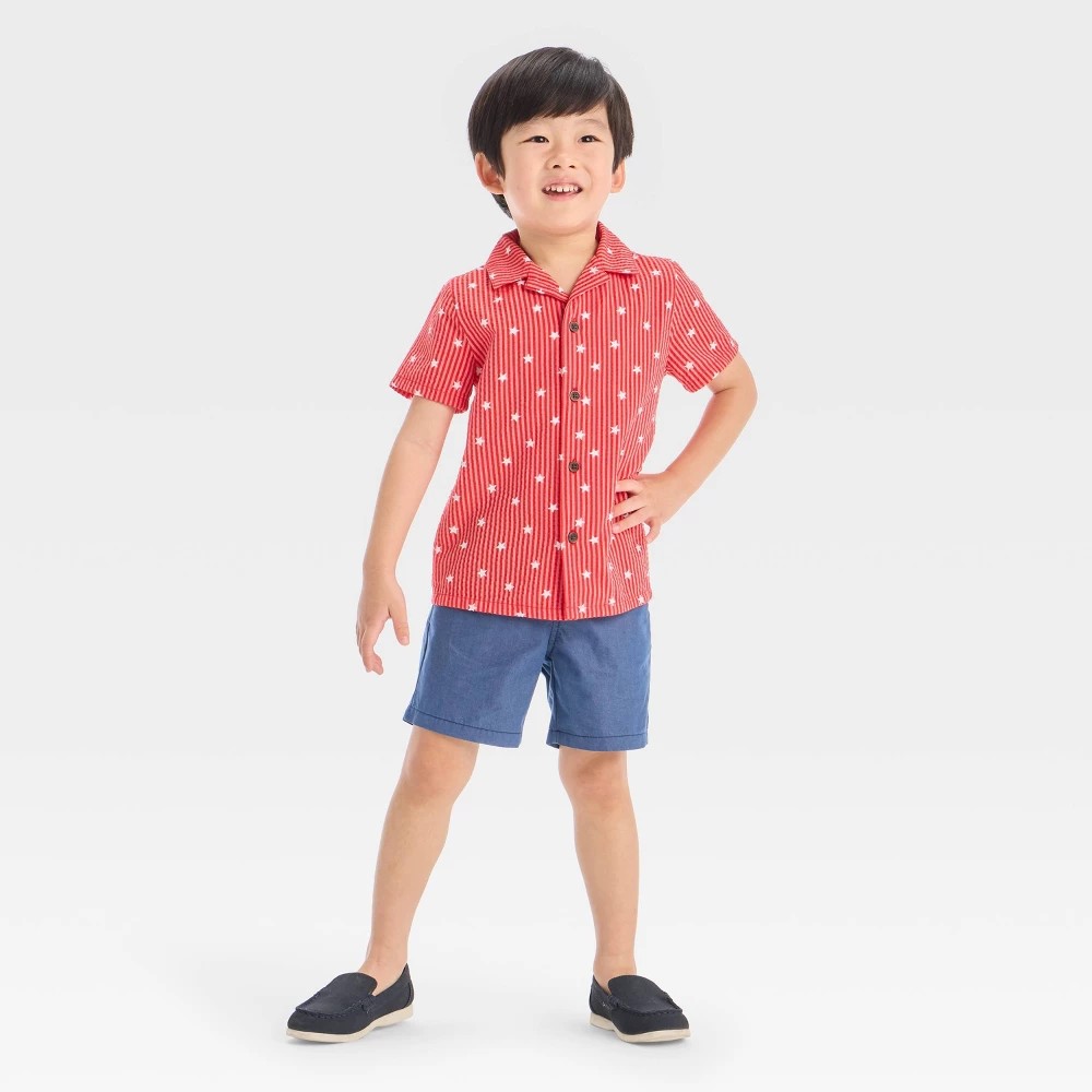 Cat & Jack Toddler Boys' 4T Stars Striped Shorts Set Red