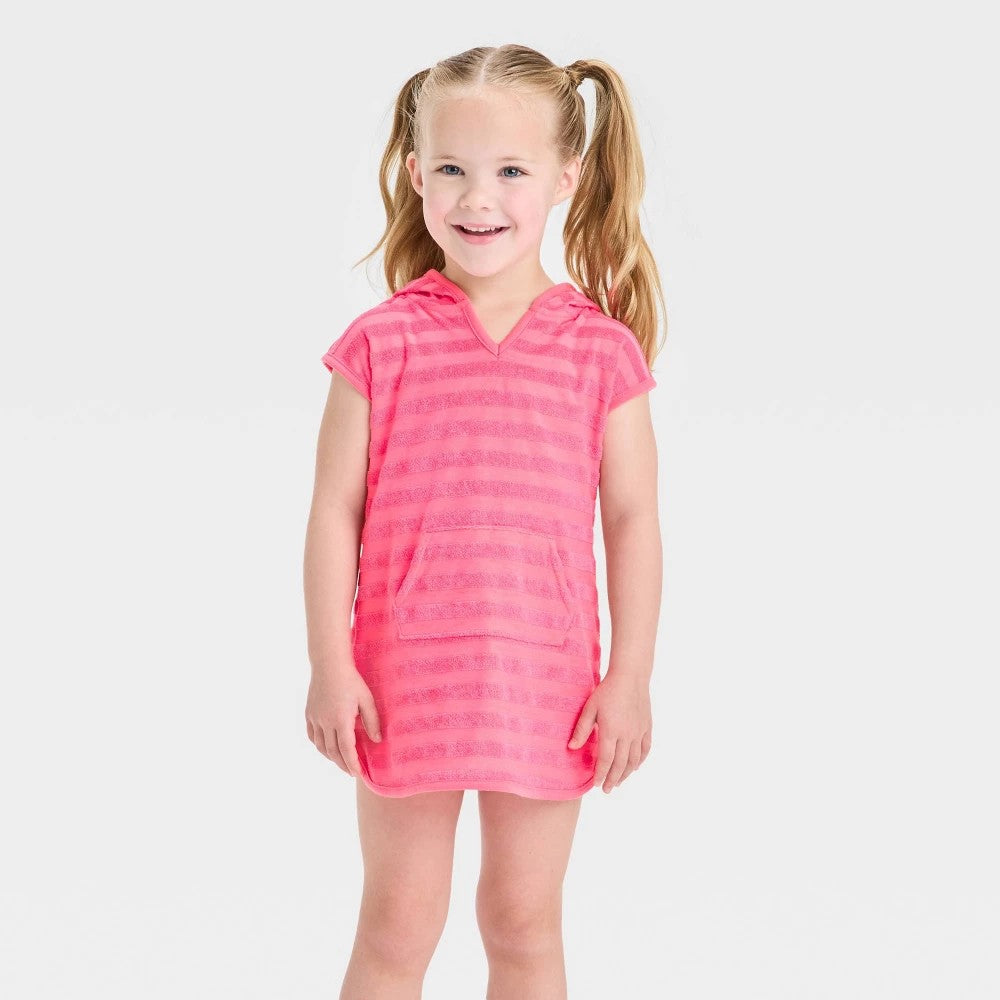 Cat & Jack Girls' 5T Pink Stripe Swim Cover-Up Dress