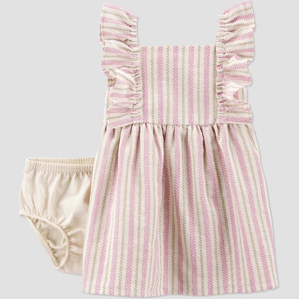 Carter's Newborn Girls' Striped Floral Dress - Sleeveless